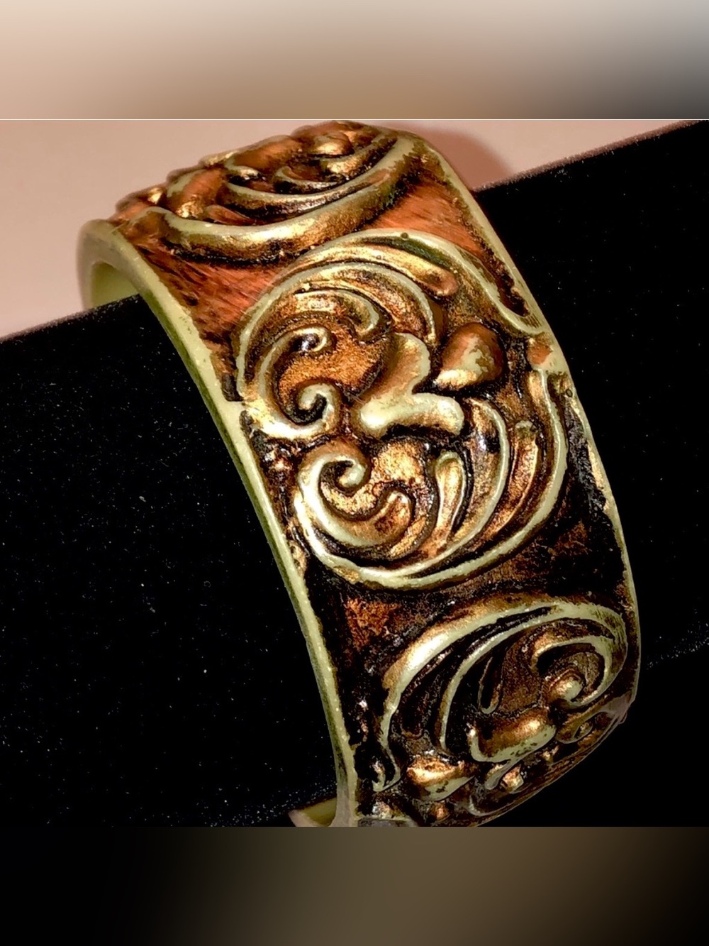 BANGLE BRACELET | Vintage Boho Aged Bronze Chunky Style | Neutral Tones | Unisex - Picture 10 of 12
